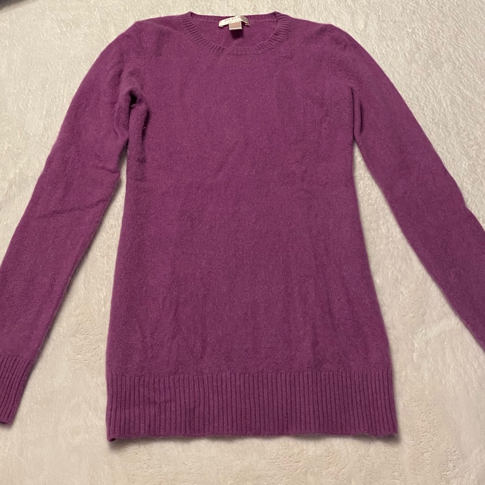 Malika | 100% Cashmere Warm Magenta Sweater Long Sleeves, XS